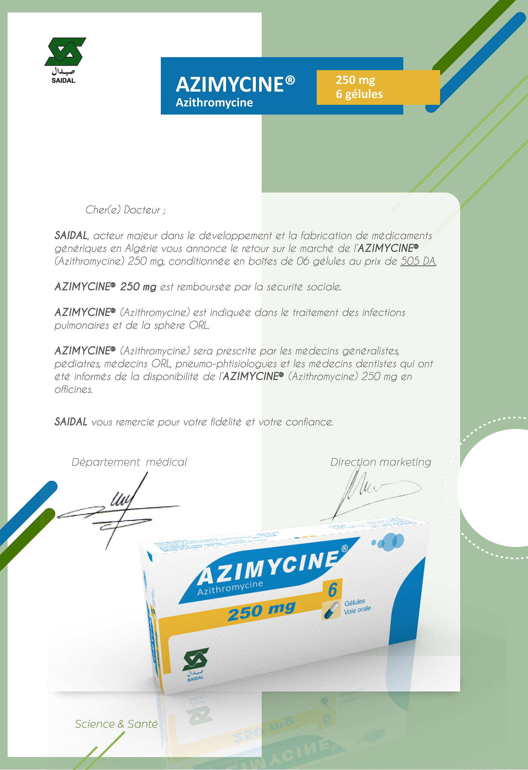 AZIMYCINE Azithromycine 250mg PH